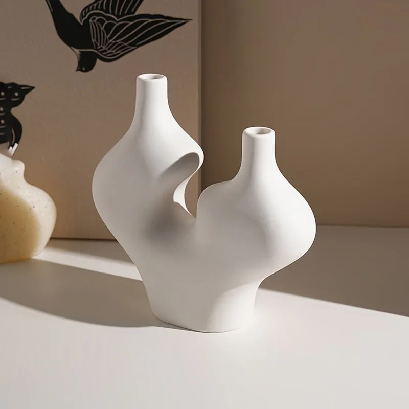 [UCV093] Vase Sculpture Blanche Organique