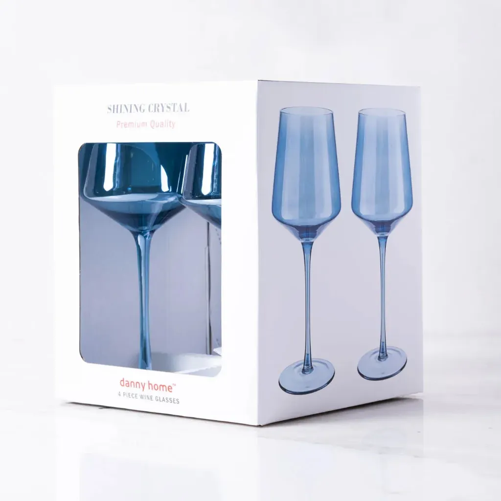 [6923060000213] Lot De 4 Verres À Vin 450ml (Bleu)