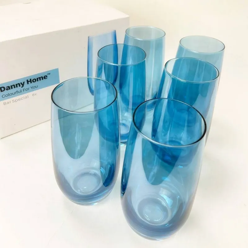 [6923060000077] Lot De 6 Verres 410ml (Bleu)