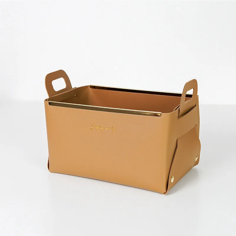 [UCD044C] Grande Boite Similicuir/Doré (Camel)