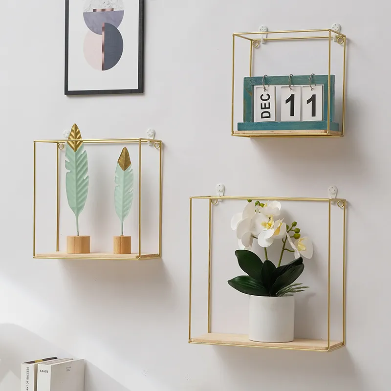 [UCE022D] Étagères Carrées (Ensemble de 3) (Doré)