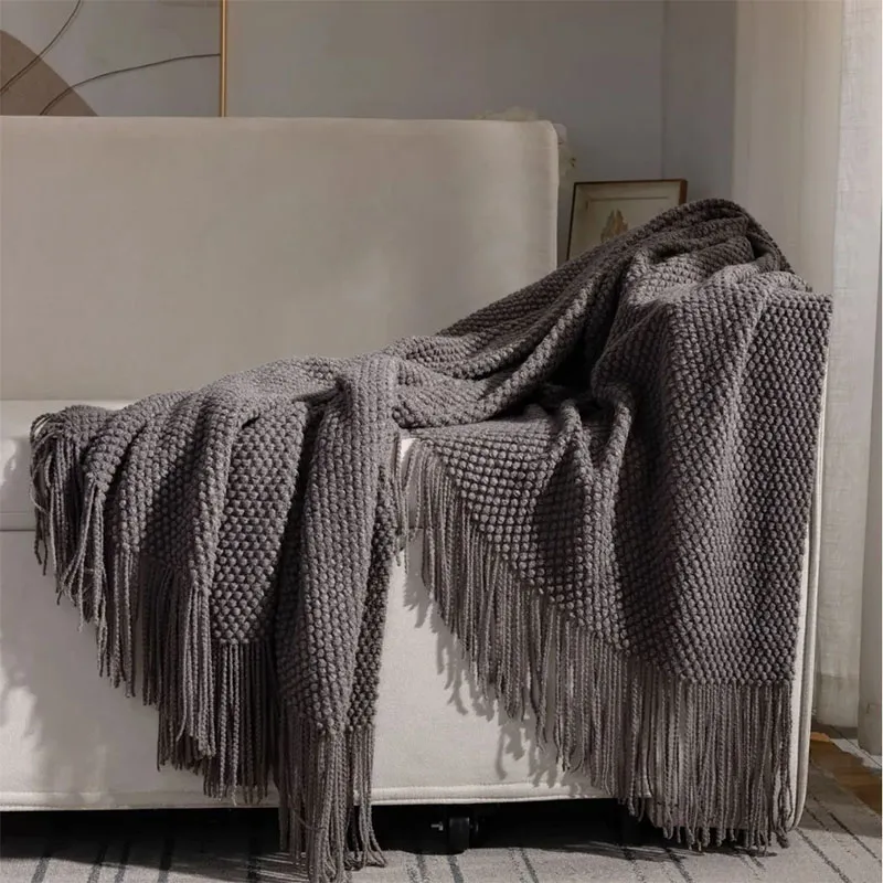 Plaid Texturé À Franges