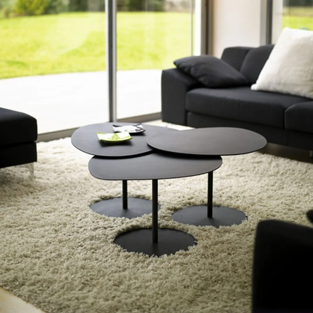 [UCTC037B] Trio De Tables "GALETS" (Blanc)