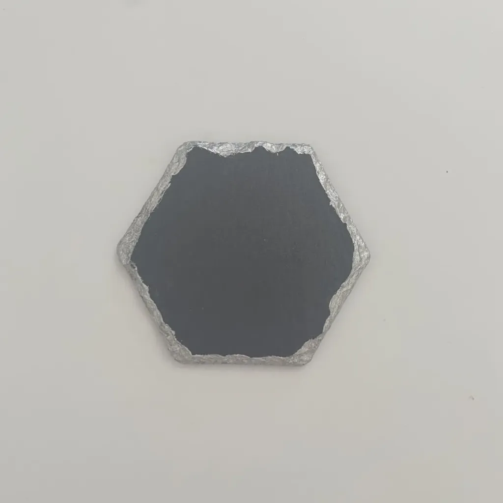 [UCD187HA] Sous Tasse En Ardoise + Bordure (Argenté, Hexagonal)