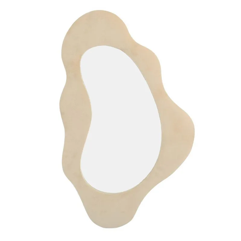 [UCM031IBC] Miroir Mural Design En Velours (Blanc Cassé, Irregulier)