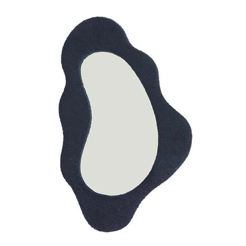 [UCM032AB] Miroir Mural Moderne En Tissu Bouclé (Blanc Cassé, A)