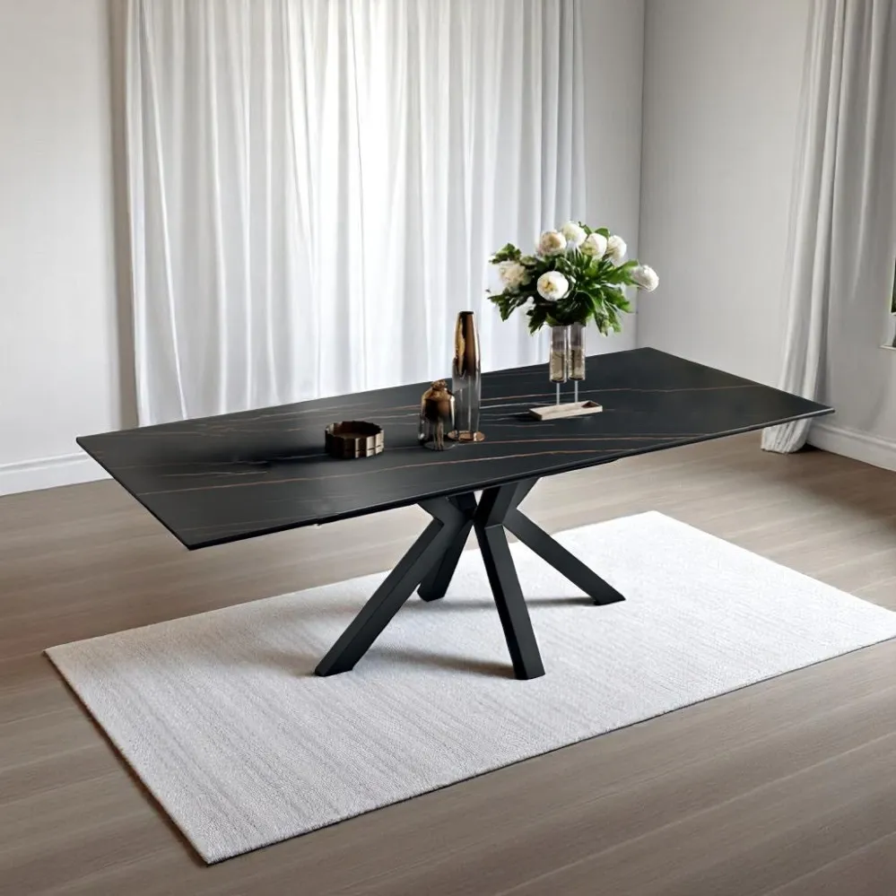 [UCTM031MB] Table À Manger En Céramique (Blanc Mat, 200 x 100cm)