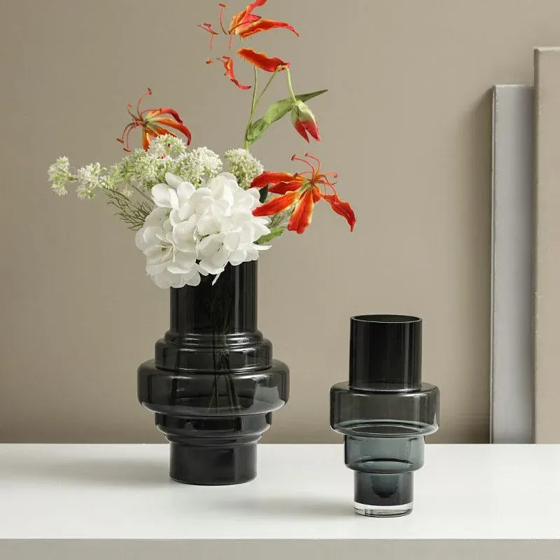 [UCV034BG] Vase Moderne En Verre Soufflé (Bleu, Grand)