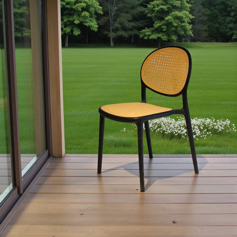 [UCC008N] Chaise Faux Cannage (Noir)