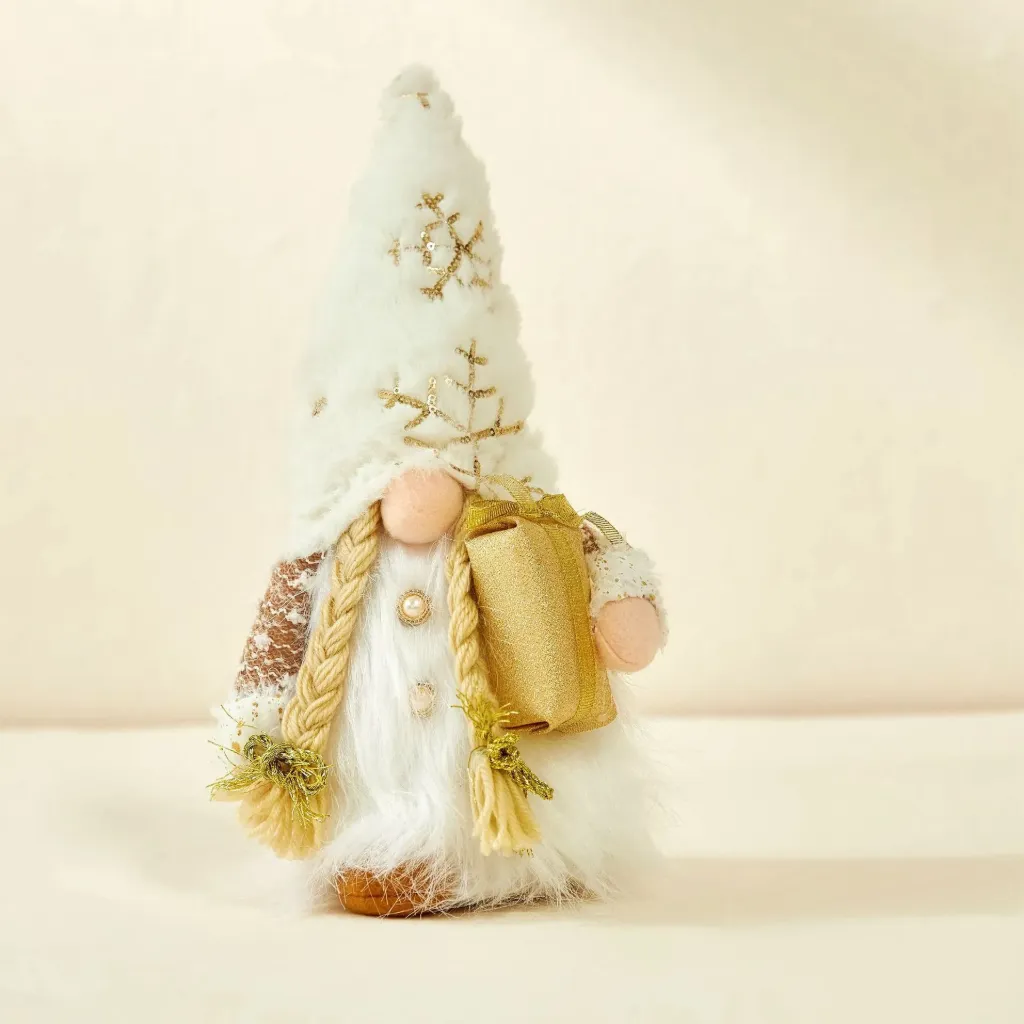 [UCXM011CD] Gnome Lumineux Blanc/Doré (Cadeau)