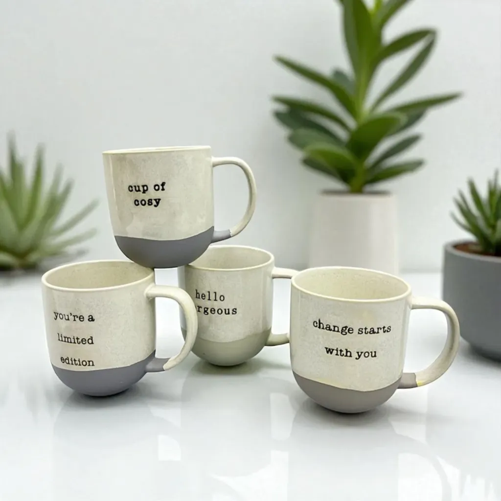 [6665202063068] Lot De 4 Tasses Avec Citations 400ml