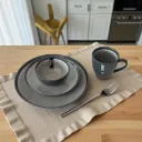 Assiettes Motif Moucheté Noir/Gris (Set de 4)