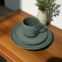 Assiettes Motif Moucheté Vert Sauge (Set de 4)