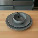 Assiettes Motif Moucheté Gris (Set de 3)