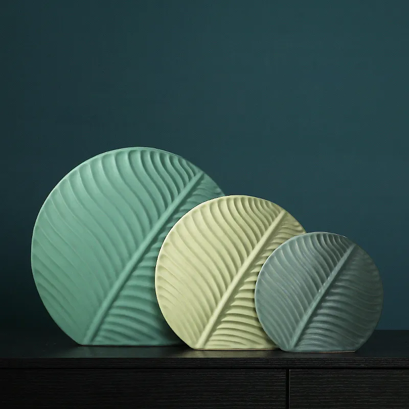 Vases "Feuille De Bananier" En Céramique (Ensemble De 3)