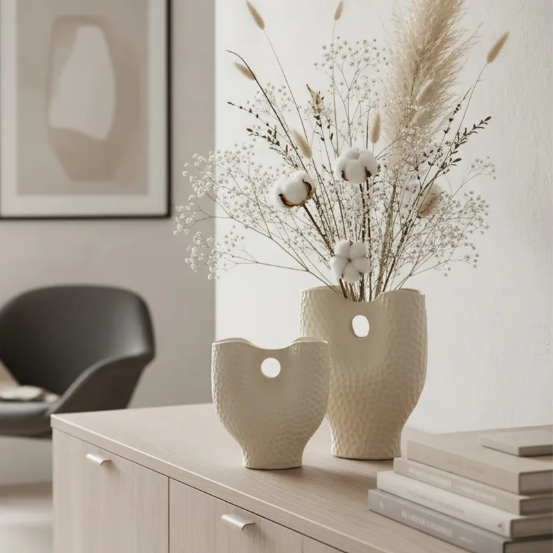 Vases Martelés En Céramique (Ensemble De 2)