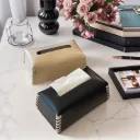 Boîte À Mouchoirs En Similicuir Avec Surpiqûres