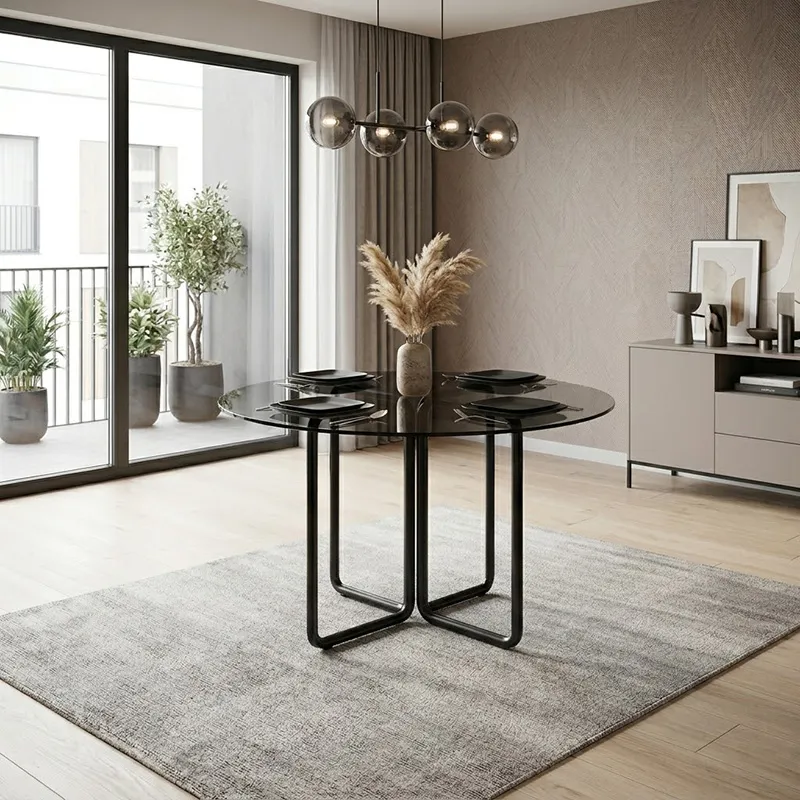 Table À Manger Ronde Vitrée 100cm