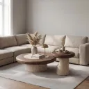 Duo De Tables Basses En Bois Et Effet Travertin