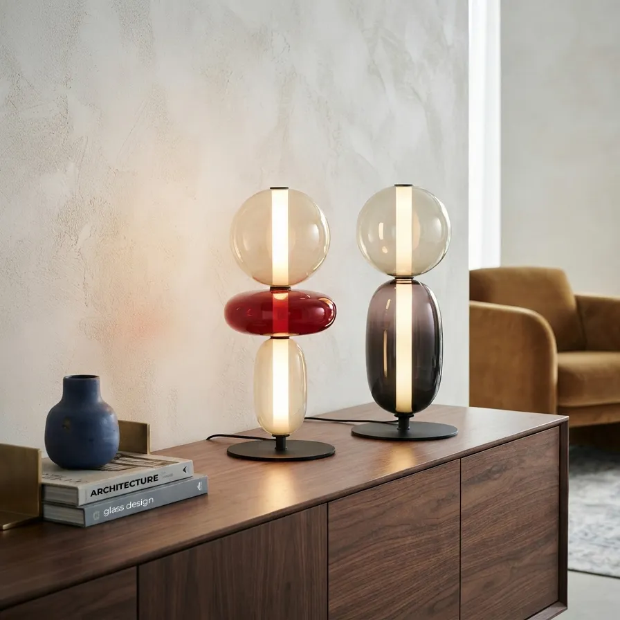 [UCLC003A] Lampe De Chevet Design En Verre Multicolore "TETRIS" (A)