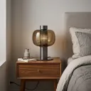 Lampe En Verre Fumé Et Métal Perforé