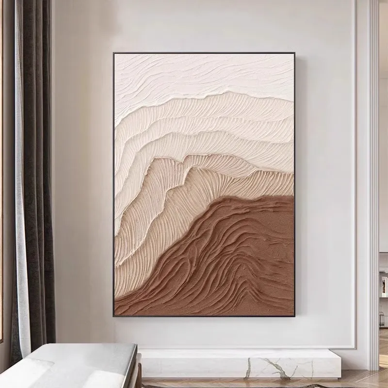 Tableau Abstrait Ondulations Neutres