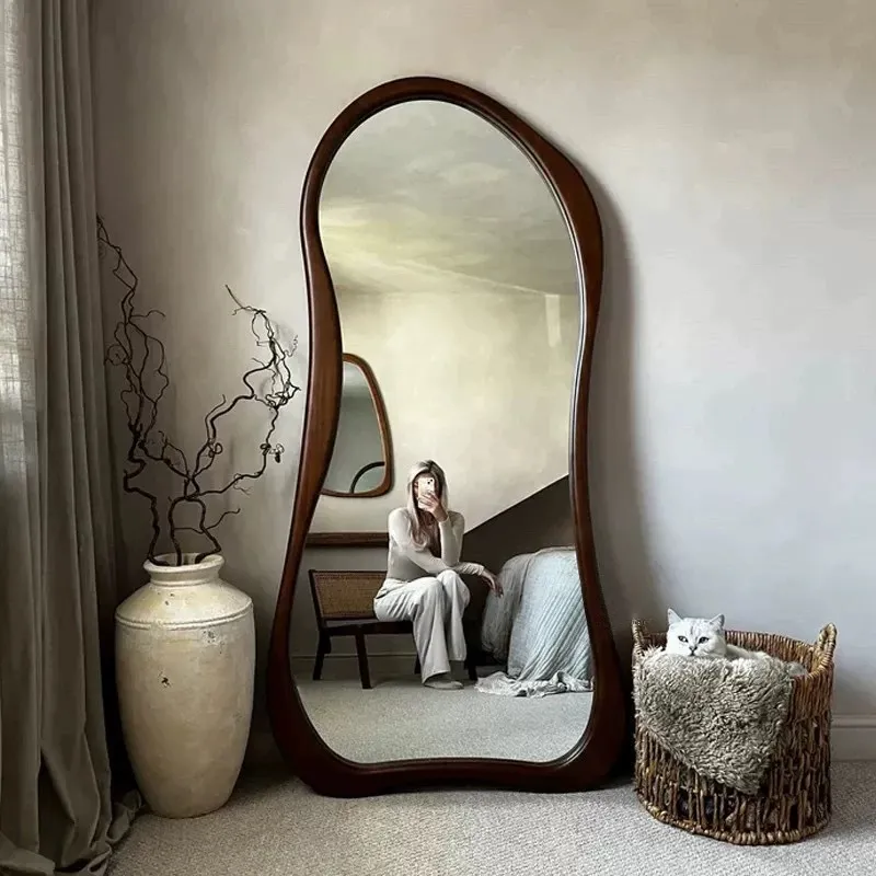 Grand Miroir Asymétrique En Bois