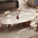 Grande Table À Manger Ovale Au Design Organique En Céramique Travertin