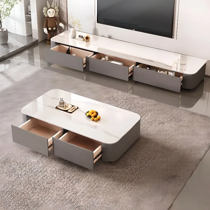 Ensemble De Table Centrale Et Meuble Télé Contemporains En Céramique