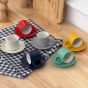 Lot De 6 Tasses + Sous-Tasses Colorés 200ml
