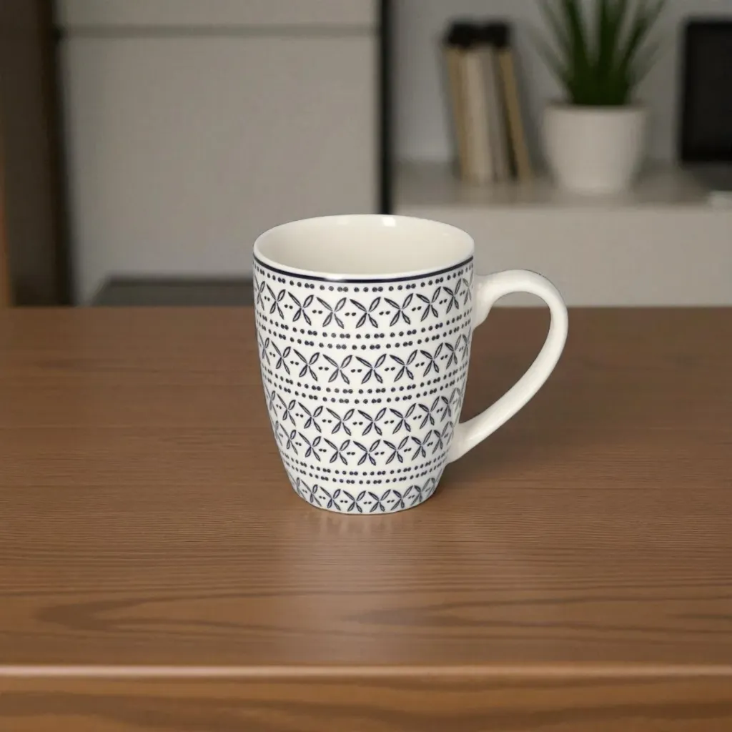 [6665202089051] Tasse En Porcelaine À Motif Floral 400ml